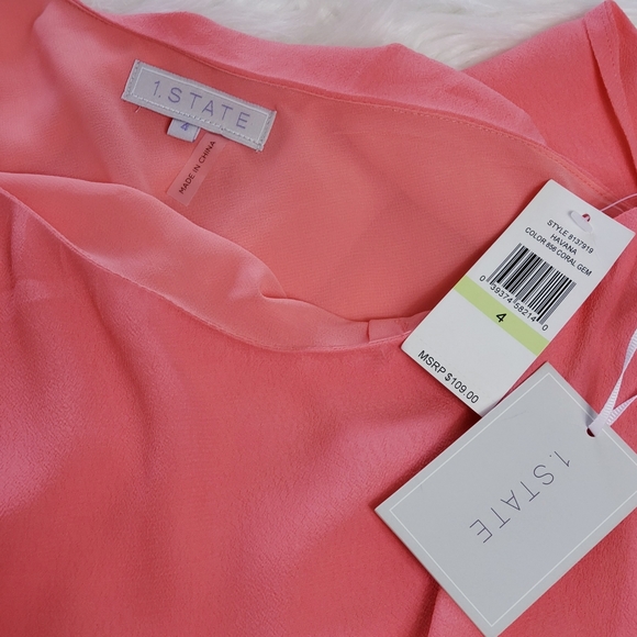 1. State Women's Havana Coral Romper One Shoulder Size 4 - Picture 6 of 10